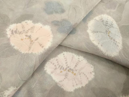 平和屋着物●上質な小紋　地紋起こし　草花文　暈し染め　ロング丈　正絹　逸品　AABM4376ck
