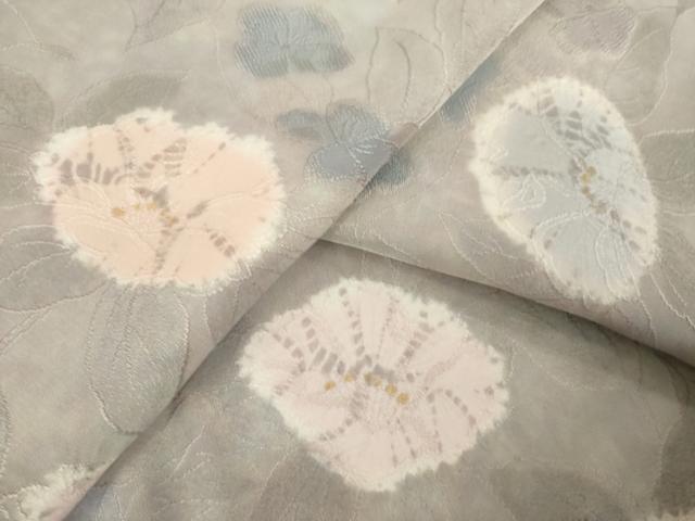 平和屋着物●上質な小紋　地紋起こし　草花文　暈し染め　ロング丈　正絹　逸品　AABM4376ck