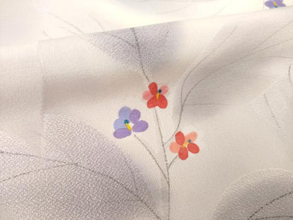平和屋着物●上質な小紋　絞り　地紋起こし　草花文　正絹　逸品　未使用　AABM4377ck