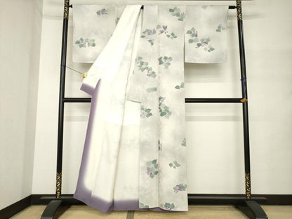 平和屋着物●上質な小紋　草花文　地紋起こし　正絹　逸品　AABM4378ck