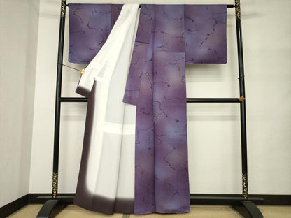 平和屋着物●上質な小紋　墨流し文様　正絹　逸品　AABM4379ck