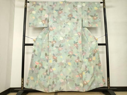 平和屋着物●上質な小紋　地紋起こし　花丸文　正絹　逸品　AABM4380ck