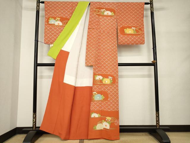 平和屋着物●銀座　志ま亀　訪問着　エ霞青海波　金彩　たとう紙付き　正絹　逸品　AABM4388ck