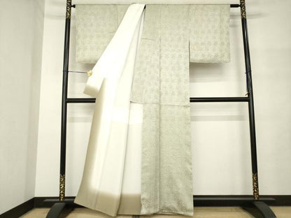 平和屋着物●名門　藤娘きぬたや・杢目絞り　小紋　正絹　逸品　未使用　AABM4391ck