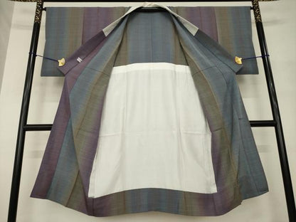 平和屋着物●長襦袢　無双仕立て　格子　正絹　逸品　AABM4394ck