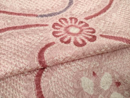 平和屋着物●上質な小紋　総絞り　流水花文　正絹　逸品　AABM4398ck