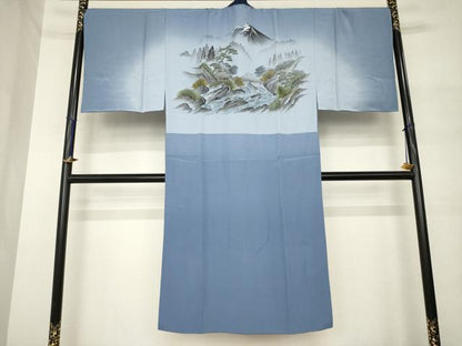 平和屋着物●男性　長襦袢　袷　遠山風景文　正絹　逸品　AABM4399ck
