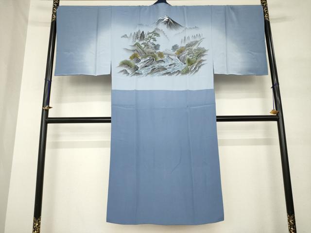 平和屋着物●男性　長襦袢　袷　遠山風景文　正絹　逸品　AABM4399ck