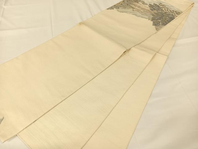 平和屋着物◎太鼓柄袋帯　紬地　すくい織　風景文　正絹　逸品　AABM4404dk