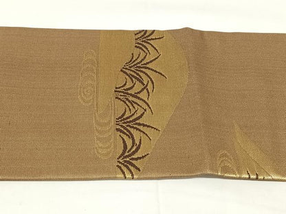 平和屋着物◎九寸名古屋帯　遠山文　金糸　正絹　逸品　AABM4411dk
