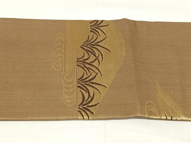 平和屋着物◎九寸名古屋帯　遠山文　金糸　正絹　逸品　AABM4411dk