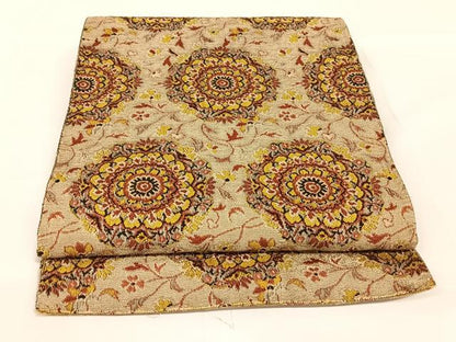 平和屋着物◎八寸名古屋帯　花唐草文　正絹　逸品　AABM4413dk