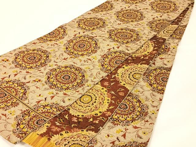 平和屋着物◎八寸名古屋帯　花唐草文　正絹　逸品　AABM4413dk