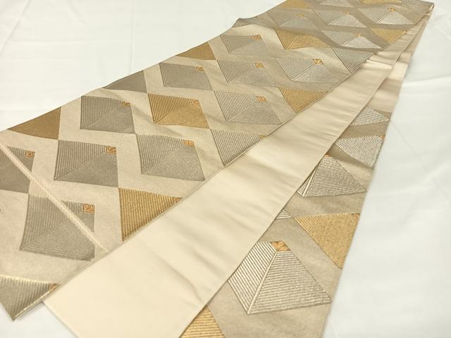 平和屋着物◎西陣　服部織物謹製　六通柄袋帯　菱文　金銀糸　正絹　逸品　AABM4414dk