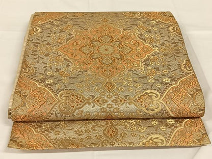 平和屋着物◎西陣　服部織物謹製　六通柄袋帯　オリエント更沙　金糸　正絹　逸品　AABM4420dk