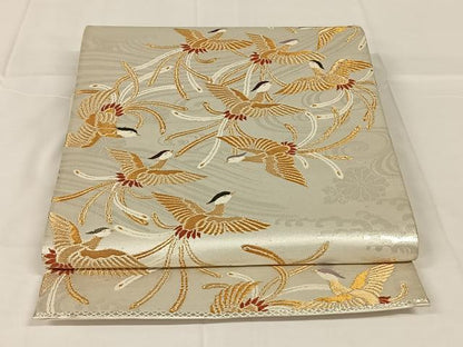 平和屋着物◎六通柄袋帯　唐織　プラチナ箔二重織　流水鳳凰文　正絹　逸品　AABM4422dk