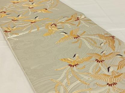 平和屋着物◎六通柄袋帯　唐織　プラチナ箔二重織　流水鳳凰文　正絹　逸品　AABM4422dk