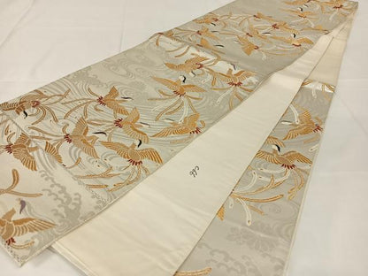 平和屋着物◎六通柄袋帯　唐織　プラチナ箔二重織　流水鳳凰文　正絹　逸品　AABM4422dk