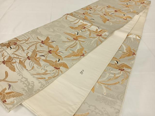 平和屋着物◎六通柄袋帯　唐織　プラチナ箔二重織　流水鳳凰文　正絹　逸品　AABM4422dk