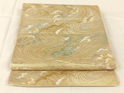 平和屋着物◎西陣　六通柄　本袋帯　立波文　金銀糸　正絹　逸品　AABM4428dk