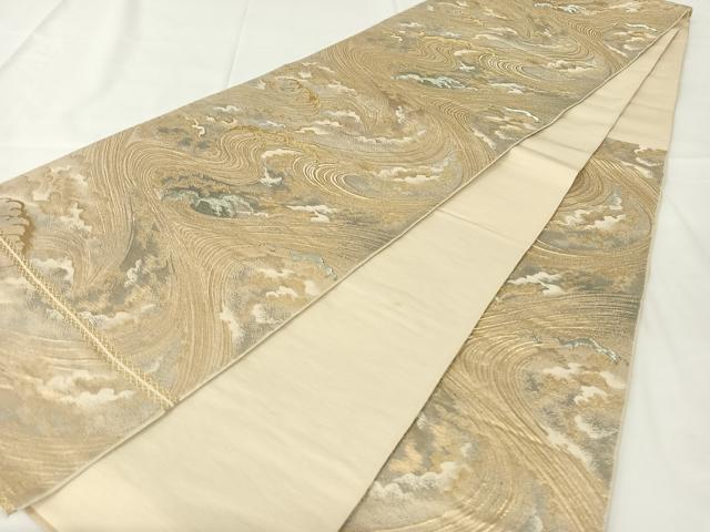 平和屋着物◎西陣　六通柄　本袋帯　立波文　金銀糸　正絹　逸品　AABM4428dk