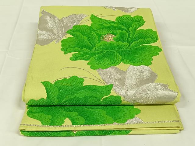 平和屋着物◎六通柄袋帯　唐織　花蝶文　金銀糸　正絹　逸品　AABM4437dk