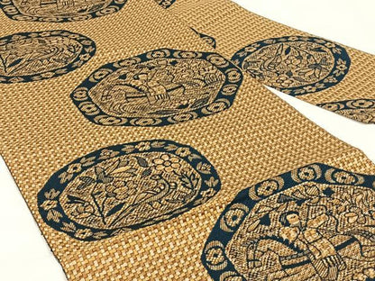 平和屋着物◎八寸名古屋帯　狩猟文　正絹　逸品　AABM4439dk