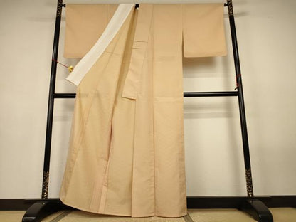 平和屋着物＊夏物　お召　黄金糸　花菱文　正絹　逸品　AABM4457jd