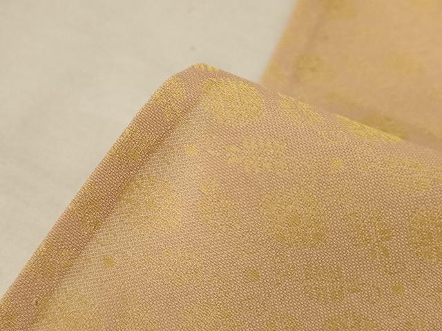 平和屋着物＊夏物　お召　黄金糸　花菱文　正絹　逸品　AABM4457jd