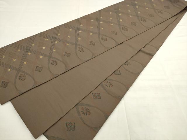 平和屋着物●六通柄　本袋帯　紬地　舞花文　正絹　逸品　AABM4608pf