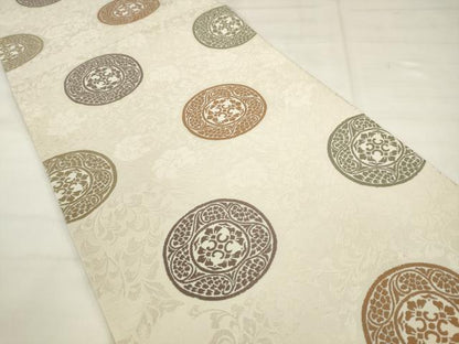 平和屋着物●六通柄袋帯　唐織　花唐草丸文　正絹　逸品　AABM4623pf