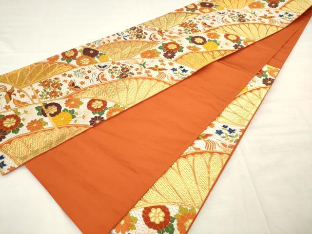 平和屋着物●西陣　河合美術織物謹製　六通柄袋帯　唐織　鳳凰花蝶文　金糸　正絹　逸品　AABM4657pf