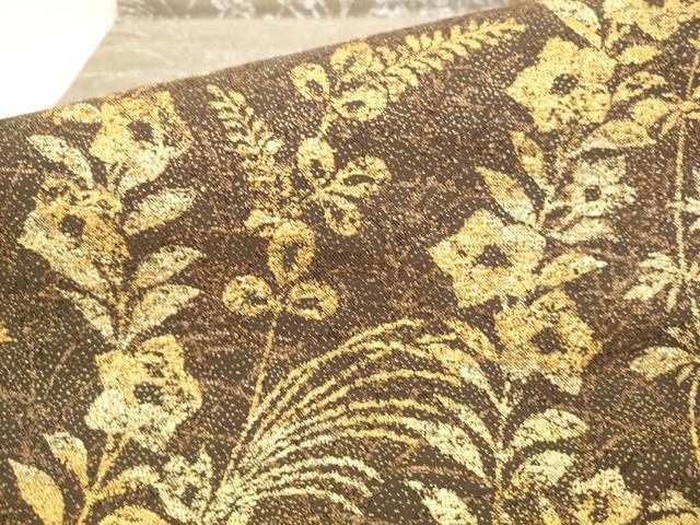 平和屋着物●西陣　織楽浅野　六通柄袋帯　草花文　金銀糸　正絹　逸品　AABM4660pf