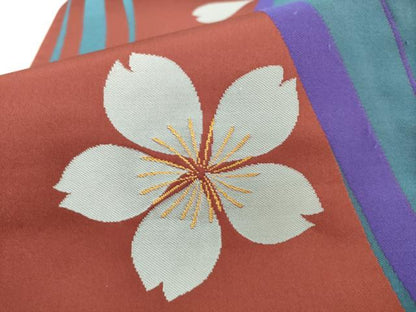 平和屋着物●世界的人形師　辻村寿三郎　ジュサブロー　六通柄袋帯　流水舞桜　金糸　正絹　逸品　AABM4661pf