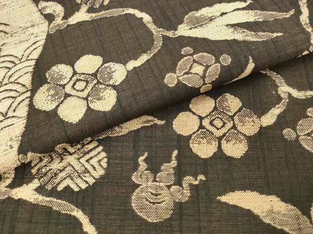 平和屋着物●六通柄袋帯　まわた紬　笹蔓文　正絹　逸品　AABM4662pf