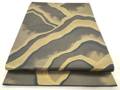 平和屋着物●澤屋重兵衛　六通柄袋帯　幾何学文様　金糸　正絹　逸品　AABM4663pf
