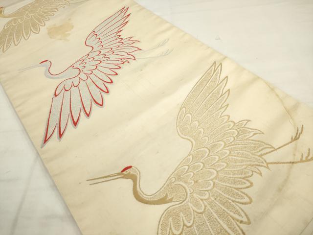 平和屋着物●アンティーク　大正ロマン　全通柄袋帯　飛鶴文　金銀糸　長尺　正絹　逸品　AABM4667pf