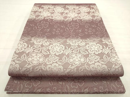 平和屋着物●両面全通柄袋帯　葡萄蔦の葉文　草花文　正絹　逸品　AABM4670pf