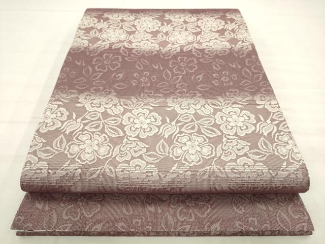 平和屋着物●両面全通柄袋帯　葡萄蔦の葉文　草花文　正絹　逸品　AABM4670pf