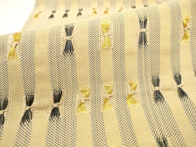 平和屋着物●太鼓柄袋帯　捩り織　間道　金糸　正絹　逸品　AABM4673pf