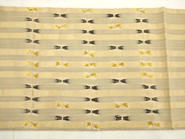 平和屋着物●太鼓柄袋帯　捩り織　間道　金糸　正絹　逸品　AABM4673pf