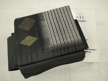 平和屋本店●ワンタッチつけ帯　菱文　黒地　やまと誂製　正絹　逸品　AABM4687pf