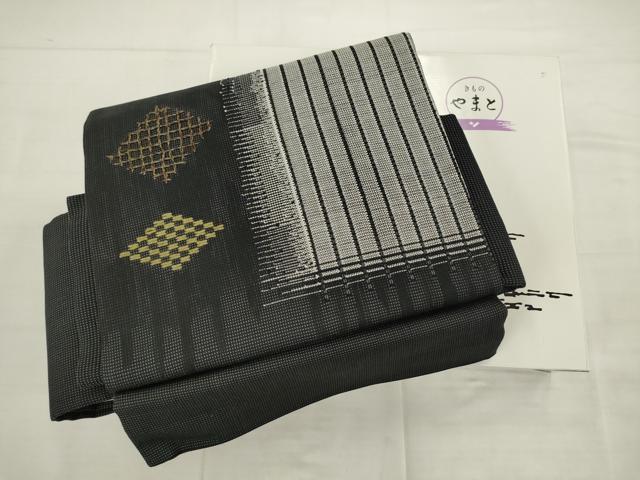 平和屋本店●ワンタッチつけ帯　菱文　黒地　やまと誂製　正絹　逸品　AABM4687pf