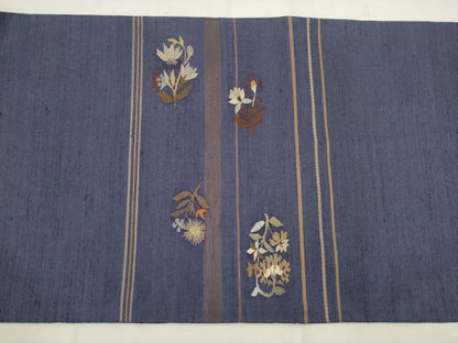 平和屋着物●太鼓柄袋帯　すくい織　草花文　正絹　逸品　AABM4693pf