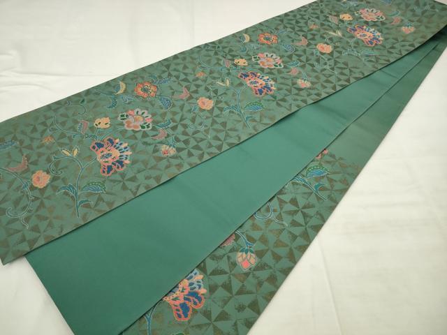 平和屋着物●ファッションデザイナー　HIROKO KOSHINO　コシノヒロコ　六通柄袋帯　更紗花文　金糸　正絹　逸品　AABM4695pf