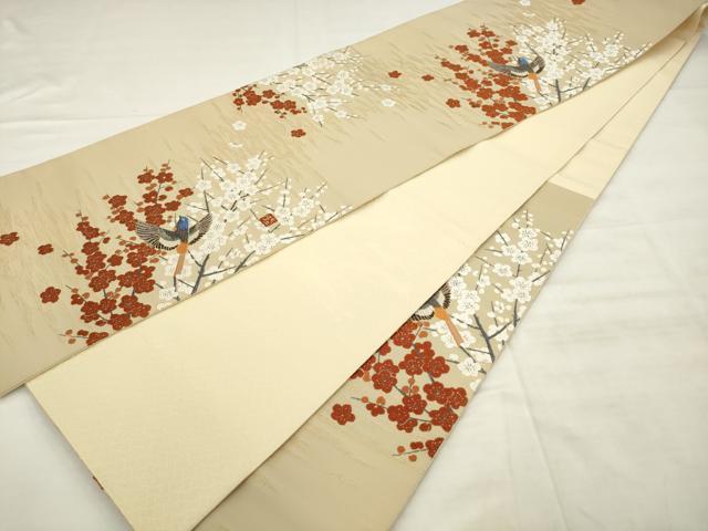平和屋着物●六通柄袋帯　唐織　作家物　睦　花鳥文　金糸　正絹　逸品　AABM4696pf