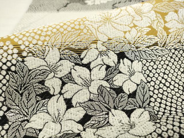平和屋着物●六通柄袋帯　草花丸文　銀糸　正絹　逸品　AABM4700pf