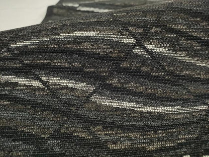 平和屋着物●六通柄袋帯　幾何学文様　黒地　銀糸　正絹　逸品　AABM4701pf