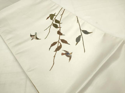 平和屋着物●染色作家　草野一騎　太鼓柄袋帯　花鳥文　正絹　逸品　AABM4702pf