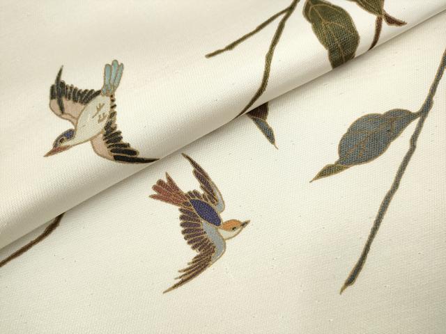 平和屋着物●染色作家　草野一騎　太鼓柄袋帯　花鳥文　正絹　逸品　AABM4702pf